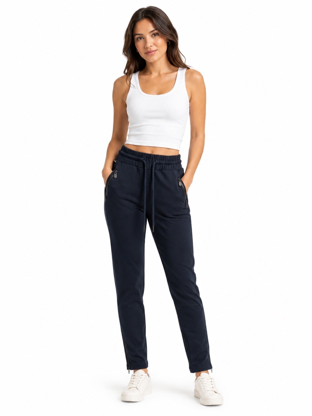 Elias Rumelis Piper Loose Fit Ankle Zip Joggers Marine Medium